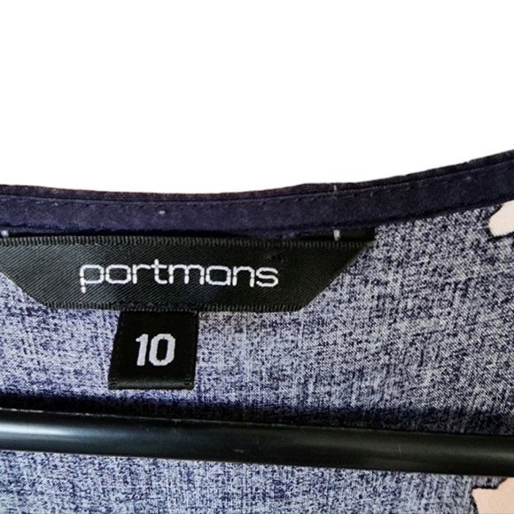 PORTMANS long dress Size 10 navy blue midi 100% viscose - Picture 11 of 12